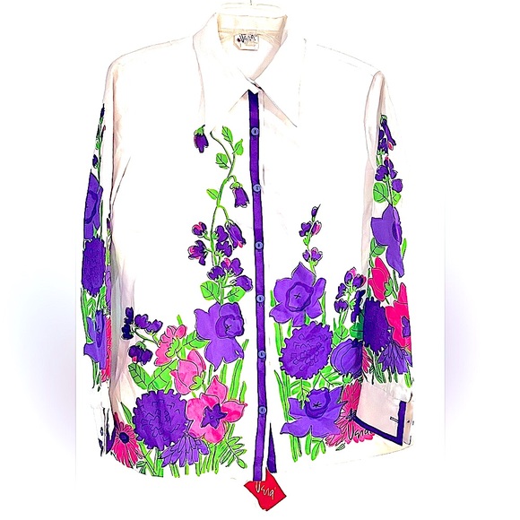 Vera Tops - Vera Neumann 60's Floral Women's Shirt Blouse - Vintage New Old Stock